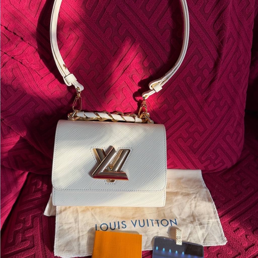 Louis Vuitton Cream Shoulder Bag With Gold Accents